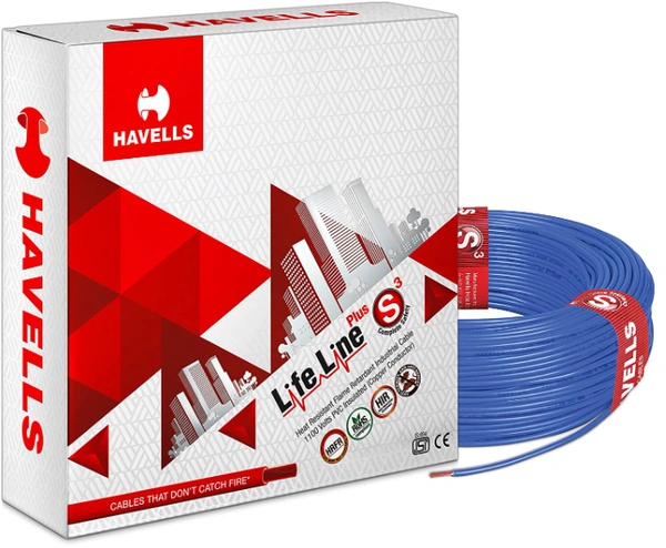 Havells HAVELLS HRFR PVC 6 sq/mm Blue 90 m Wire - 6 MM, Red, Black, Yellow, Blue, NA