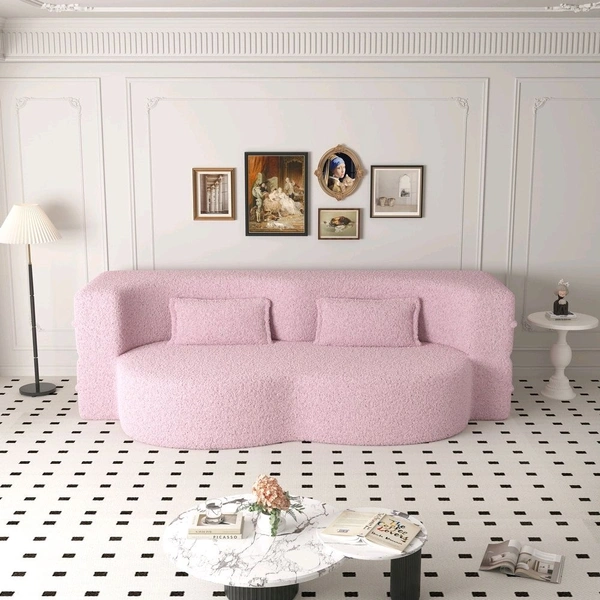Modern Convertible Floor Folding Sleeper Sofa with 2 Pillows.