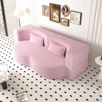 Modern Convertible Floor Folding Sleeper Sofa with 2 Pillows. - Lavender Rose, 5 ft × 6 ft × height 14 Inch