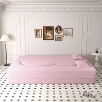Modern Convertible Floor Folding Sleeper Sofa with 2 Pillows. - Lavender Rose, 5 ft × 6 ft × height 14 Inch