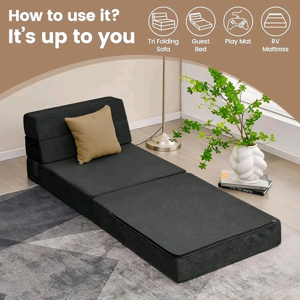 Convertible,Folding Sofa Bed (3ft x 6ft, 7.5in thick) - Black, 3ft x 6ft 7.5in thick)