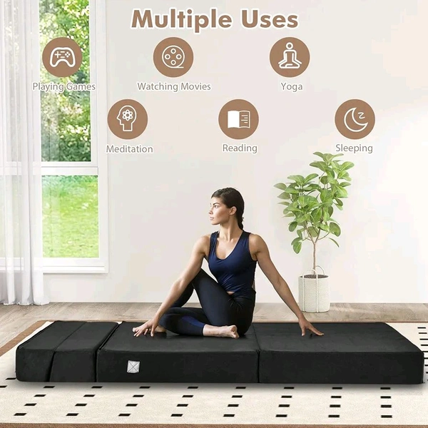 Convertible,Folding Sofa Bed (3ft x 6ft, 7.5in thick) - Black, 3ft x 6ft 7.5in thick)