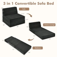 Convertible,Folding Sofa Bed (3ft x 6ft, 7.5in thick) - Black, 3ft x 6ft 7.5in thick)