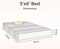 Convertible,Folding Sofa Bed (3ft x 6ft, 7.5in thick) - Black, 3ft x 6ft 7.5in thick)