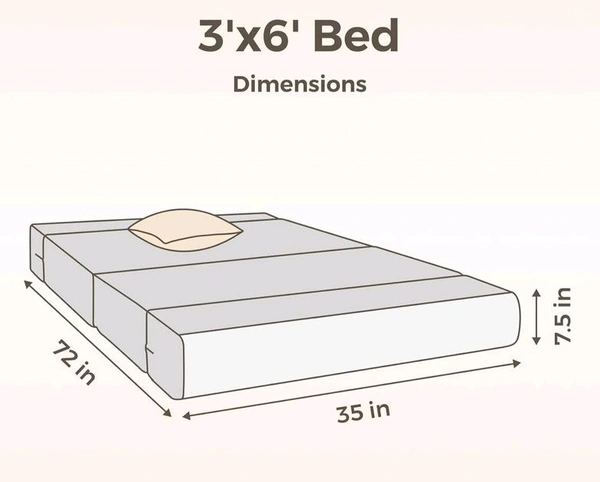 Convertible,Folding Sofa Bed (3ft x 6ft, 7.5in thick) - Black, 3ft x 6ft 7.5in thick)