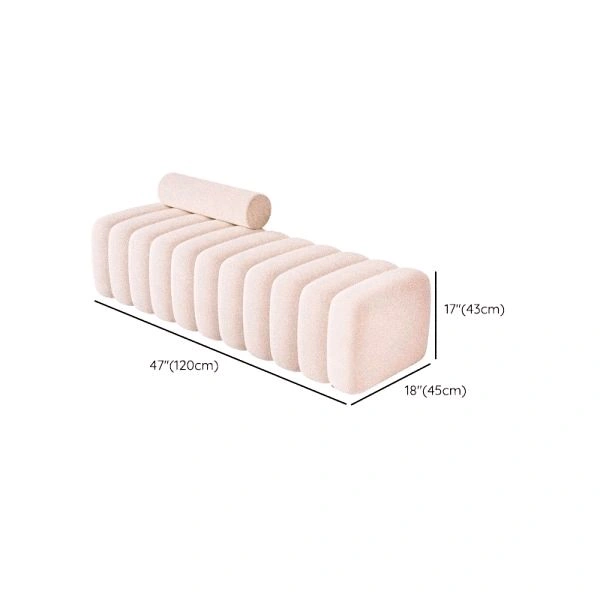 Pleated Velvet Bench with Bolster Pillow - Neon Carrot