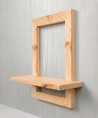 NIVARA Nivara Solid Wood Floating Wall Shelf with Integrated Frame | Premium Natural Pine Display Rack for Living Room, Bedroom & Office | Minimalist Geometric Wall Decor Shelf for Planters & Artifacts