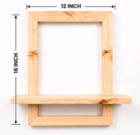 NIVARA Nivara Solid Wood Floating Wall Shelf with Integrated Frame | Premium Natural Pine Display Rack for Living Room, Bedroom & Office | Minimalist Geometric Wall Decor Shelf for Planters & Artifacts