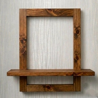 Nivara Handcrafted Solid Wood Wall Accent Shelf and Picture Frame Combo, Minimalist Floating Display Ledge for Photos, Plants, and Artifacts - Walnut brown