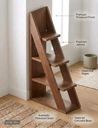 NIVARA Ascent 4-Tier Wooden Stepladder Bookcase – Premium Freestanding Display Rack, Decorative Mini Bookshelf and Home Decor Furniture - Walnut