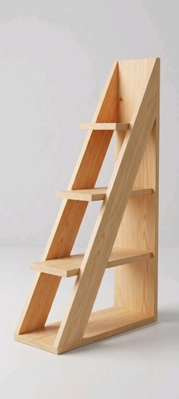 NIVARA Ascent 4-Tier Wooden Stepladder Bookcase – Premium Freestanding Display Rack, Decorative Mini Bookshelf and Home Decor Furniture - pinewood