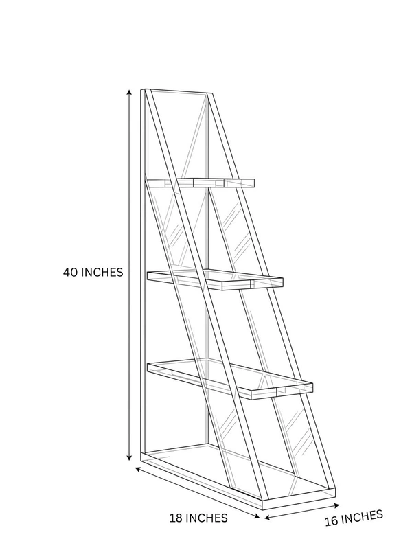 NIVARA Ascent 4-Tier Wooden Stepladder Bookcase – Premium Freestanding Display Rack, Decorative Mini Bookshelf and Home Decor Furniture - pinewood