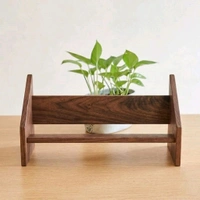 NIVARA Wooden Desktop Bookshelf – Adjustable Small Desk Organizer, Natural Wood Book Display Rack for Tabletop, Office, Countertop, and Home Decor - Walnut