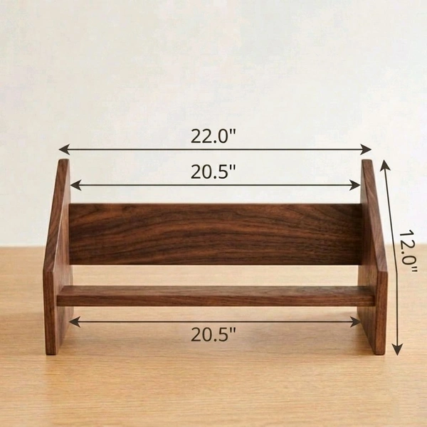 NIVARA Wooden Desktop Bookshelf – Adjustable Small Desk Organizer, Natural Wood Book Display Rack for Tabletop, Office, Countertop, and Home Decor - Walnut