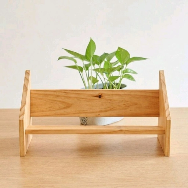 NIVARA Wooden Desktop Bookshelf – Adjustable Small Desk Organizer, Natural Wood Book Display Rack for Tabletop, Office, Countertop, and Home Decor - pinewood