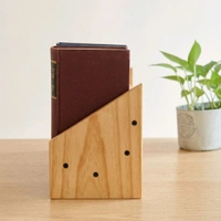 NIVARA Wooden Desktop Bookshelf – Adjustable Small Desk Organizer, Natural Wood Book Display Rack for Tabletop, Office, Countertop, and Home Decor - pinewood