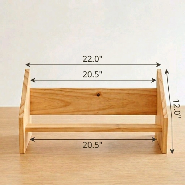 NIVARA Wooden Desktop Bookshelf – Adjustable Small Desk Organizer, Natural Wood Book Display Rack for Tabletop, Office, Countertop, and Home Decor - pinewood