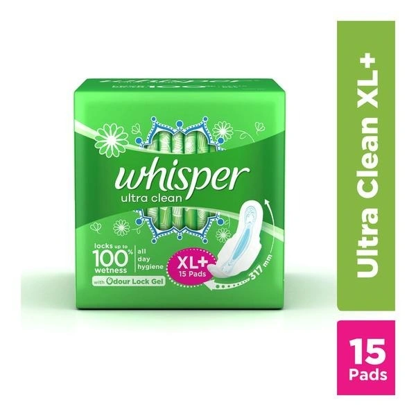 Whisper  Choice Ultra Clearn Sanitary Pads (Xl+ Wings) - 1 pack (15 pieces)