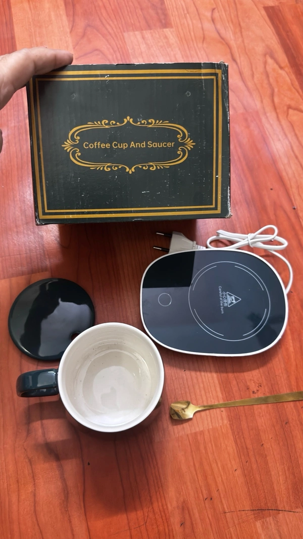 Coffee mug Warmer with electric cup heater plate and one spoon - Green Pea, 400gms
