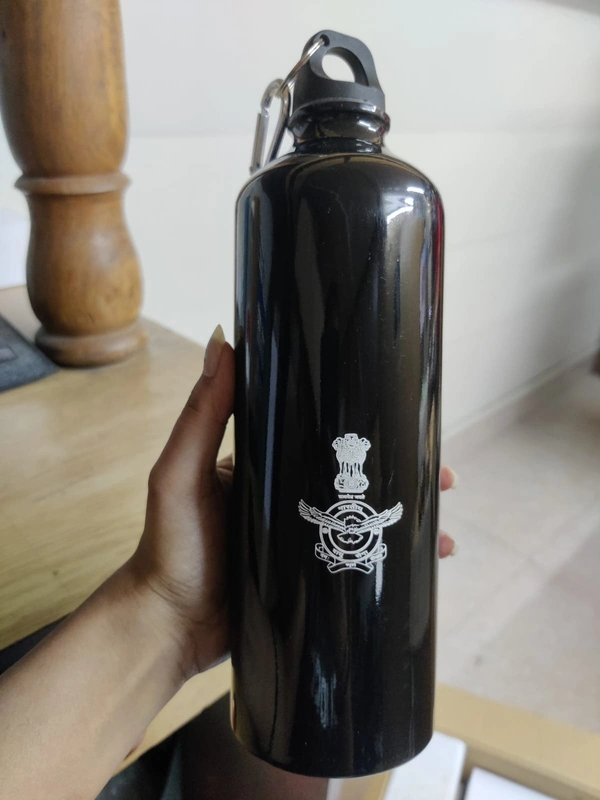 Black Indian Air Force Emblem Aluminum Water Bottle
