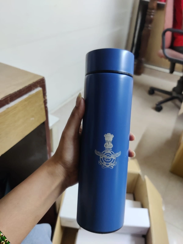 Indian Air Force Emblem Insulated Water Bottle (Blue)