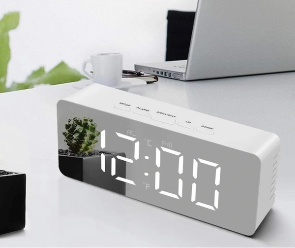 Sleek Mirror Finish Digital Alarm Clock