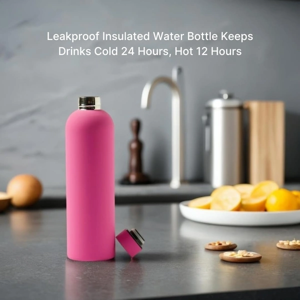 RUBBER TEXTURE MATT FINISH INSULATED BOTTLE - Pink