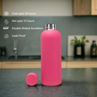RUBBER TEXTURE MATT FINISH INSULATED BOTTLE - Pink