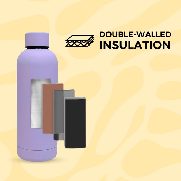 RUBBER TEXTURE MATT FINISH INSULATED BOTTLE - Light Orchid