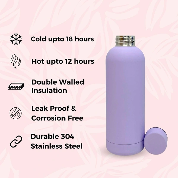 RUBBER TEXTURE MATT FINISH INSULATED BOTTLE - Light Orchid
