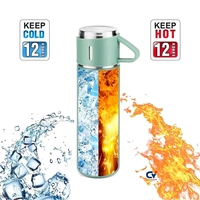 VACUUM FLASK WITH THREE CUPS - green