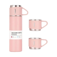 VACUUM FLASK WITH THREE CUPS - Pink