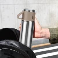 VACUUM FLASK WITH THREE CUPS - Silver