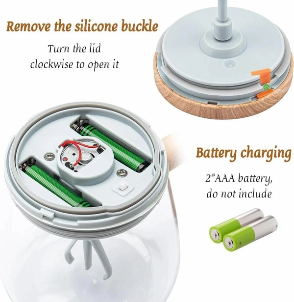 Glass Self-Stirring Mug with Wooden Handle, 400ml Capacity