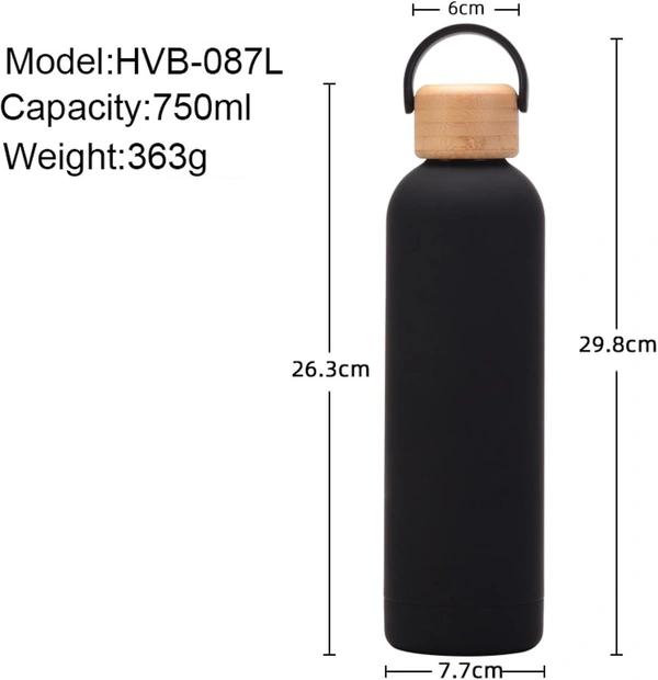 750ml/25.5oz Bamboo Cap Vacuum Insulation rubber bottle