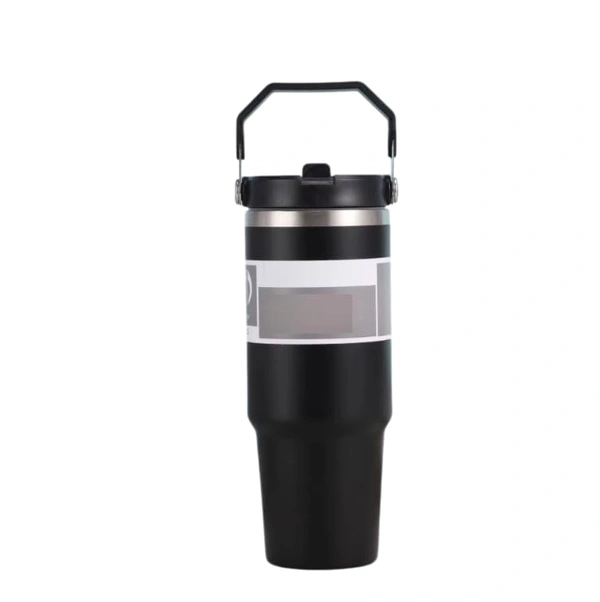 900 ML insulated Stainless Steel tumbler with handle and straw - Black