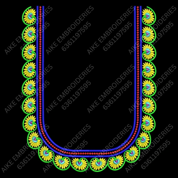 Blouse Design No : MSM-012 - Simple Border, U Shape