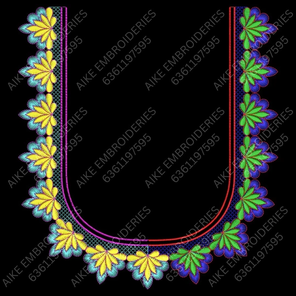 Blouse Design No MSM-045 - Simple Border, U Shape