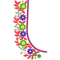 Blouse Design No :286111 ,Flower Bunch - Simple Border, U Shape