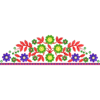 Blouse Design No :286111 ,Flower Bunch - Simple Border, U Shape