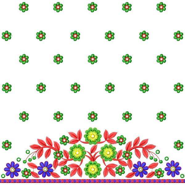 Blouse Design No :286111 ,Flower Bunch - Full Sleeve, U Shape