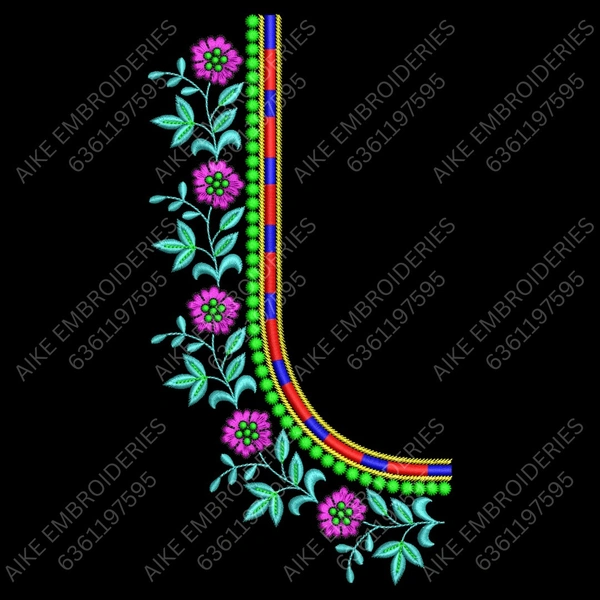 Blouse Design No MSM-037 - Simple Border, U Shape