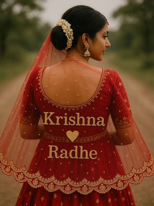 Netted Duppata with Embroidery Name for Bride