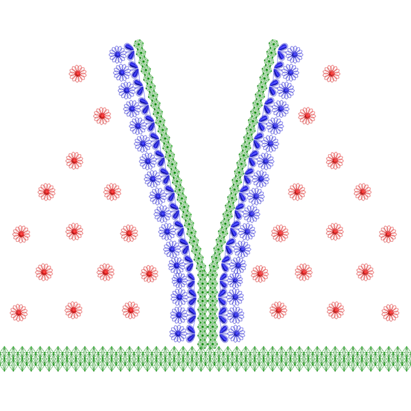 Blouse Design No : AE-002 ,Anarkali, V Shape - Simple Border