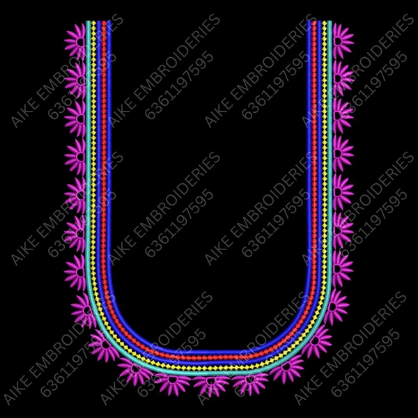 Blouse Design No MSM-001 - Simple Border, U Shape