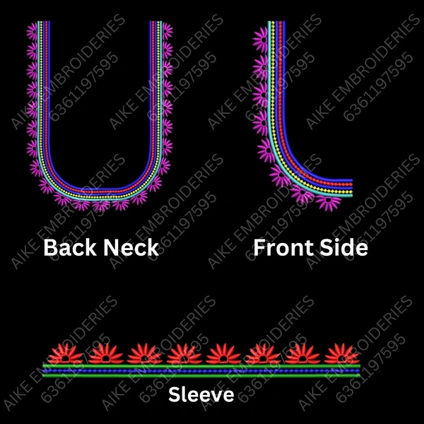 Blouse Design No MSM-001 - Simple Border, U Shape