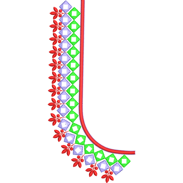 Blouse Design No : BH260 ,Diamond Shape Mirror - Simple Border, U Shape