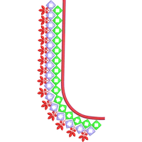 Blouse Design No : BH260 ,Diamond Shape Mirror - Simple Border, U Shape