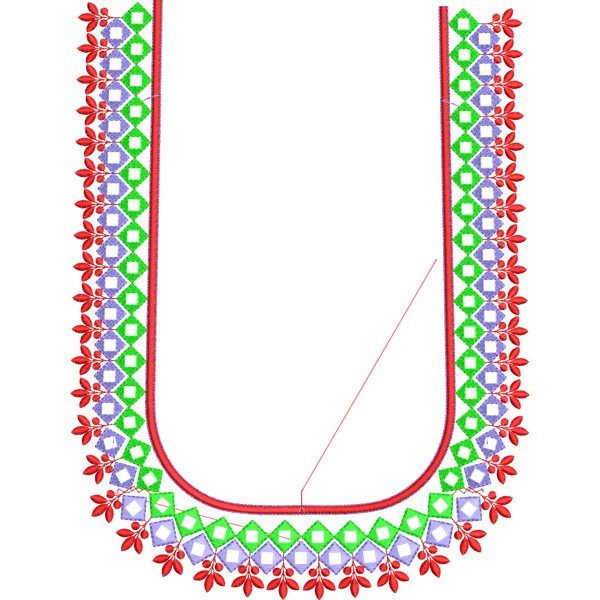 Blouse Design No : BH260 ,Diamond Shape Mirror - Simple Border, U Shape