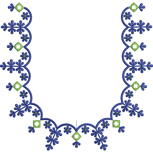 Blouse Design No : HBA534/1 - Mirror Work, Simple Border, U Shape